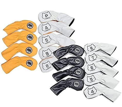 

Golf iron cover set Sw with numbers Akita dog 9-piece 4-9, Pw, Aw, (beige)