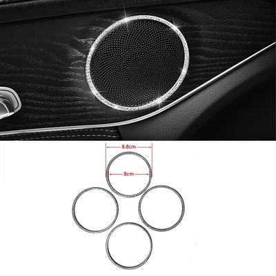 For Mercedes Benz C W205 C180 C200 C220 Inner Door Speaker Audio Ring Cover Sound Frame Refit Crystal Diamond Decal Ring Trim