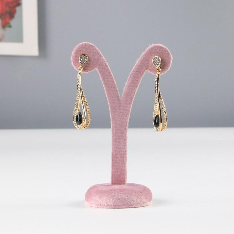 Pink Jewelry Display Props Elegant Jewelry Stand Velvets Fabric Material Jewelry Display Tray for Rings Earring Necklace