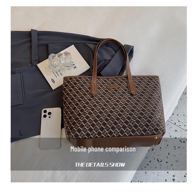 Bolso Tote de Alta Gama para Mujer con Estampado de Diamantes: Bolso de Hombro y Mano de Gran Capacidad Ligero de Lujo Tendencia 2025