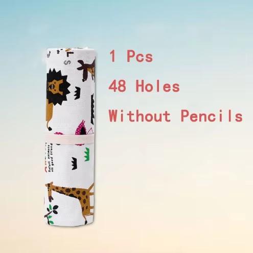 12/24/36/48/72 Hole Colorful Cloth Pencil Case Stationery Pencil Storage Bag Pencil roll School Student Supplies Paint Brush Bag