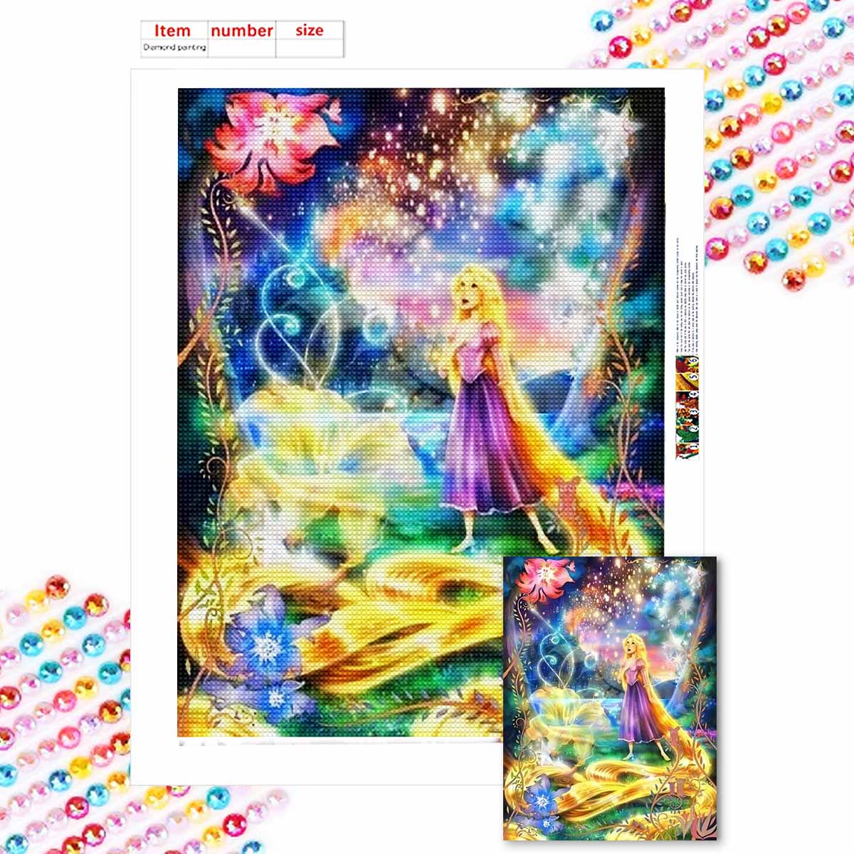

5D Diy Diamond Painting The Beautiful Rapunzel Full Drill Rhinestones Mosaic Embroidery Handmade Products Home Decor Gift Round 20x30cm