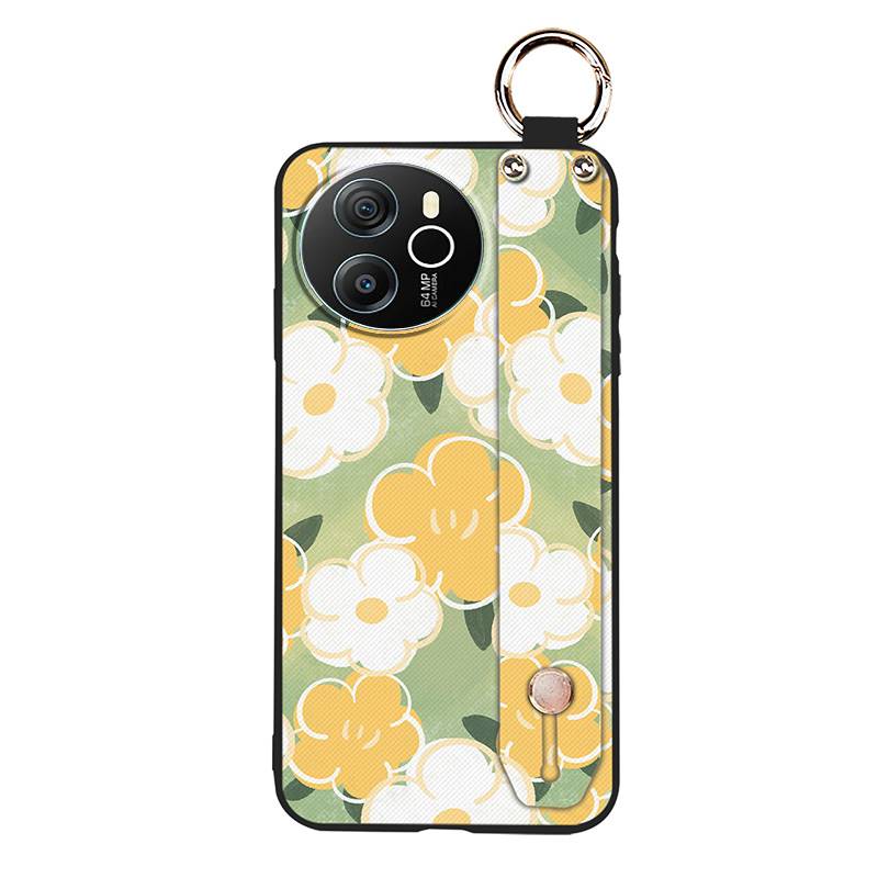 Protective Ring Phone Case For Blackview Shark8/Oscal Tiger12 Kickstand Phone Holder Lanyard Anti-knock Anti-dust Flower