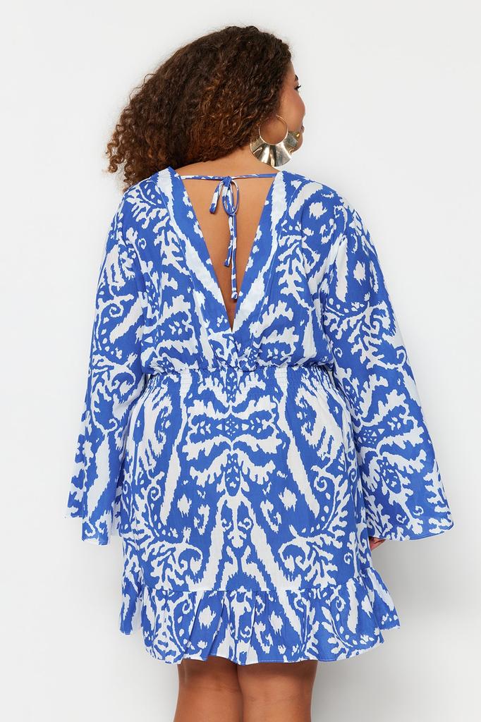 Women's Style Plus Size Dress Black Ethnic Skater Mini Woven Plus Size Beach Dress