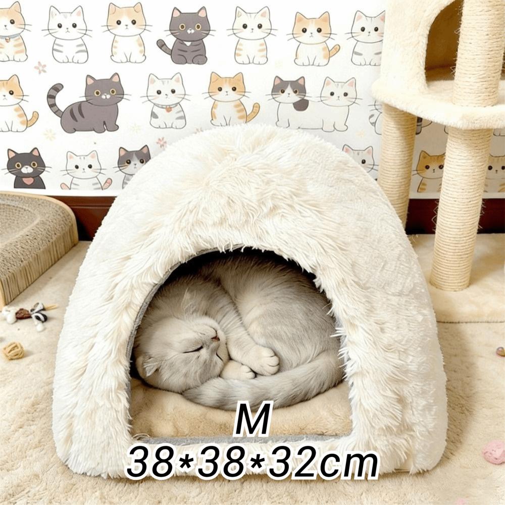 New Flannel Pet Bed Cozy Cave Nest Warm Cat House Soft Pet Mattress Indoor Use
