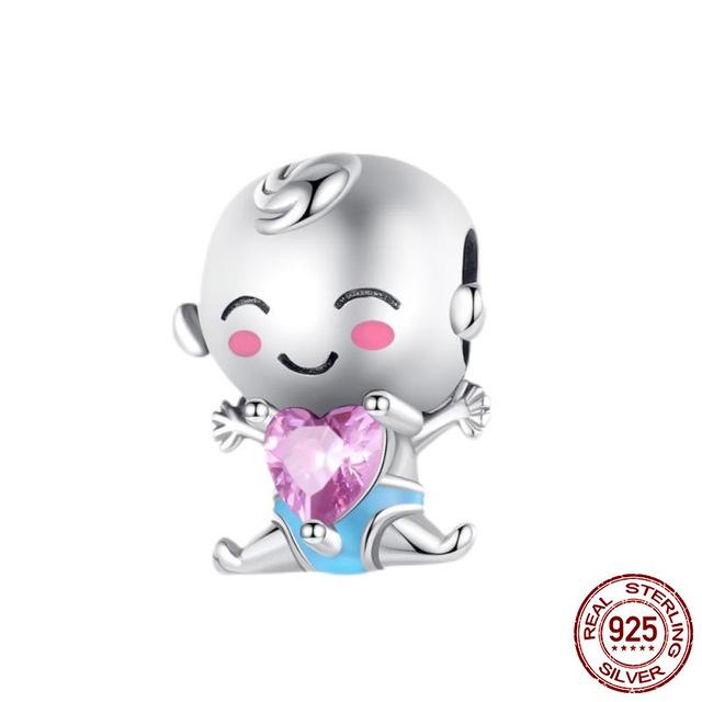 Maleta Rosa Colgante Unicornio de la Suerte Plata 925 Charm Ajuste Pulsera Fasion Original Collar Fabricación Joyería de Moda Regalo 2023 Nuevo