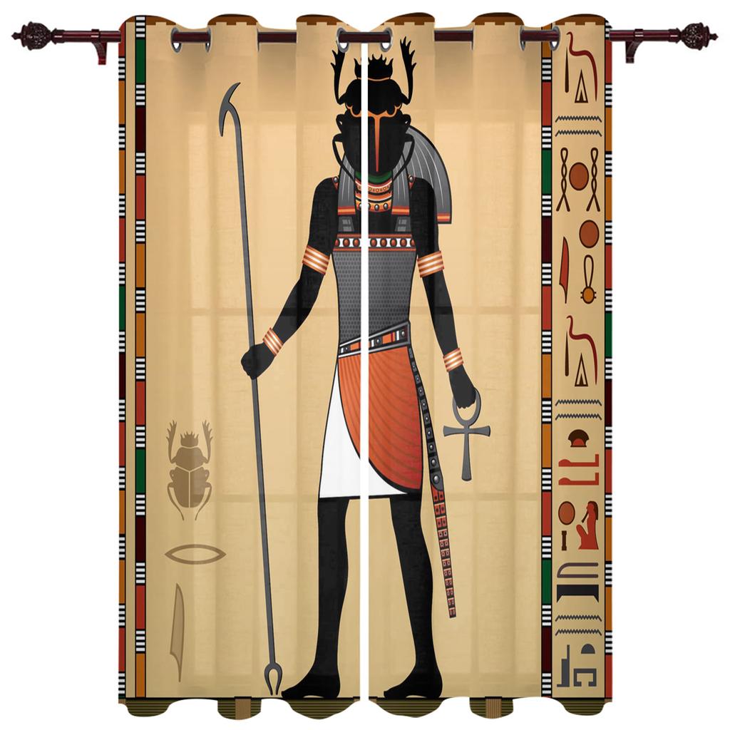 Egyptisk Tempelkultur Symbol Gardiner för Sovrum Kök Fönsterbehandlingar Kappa Gardiner för Vardagsrum