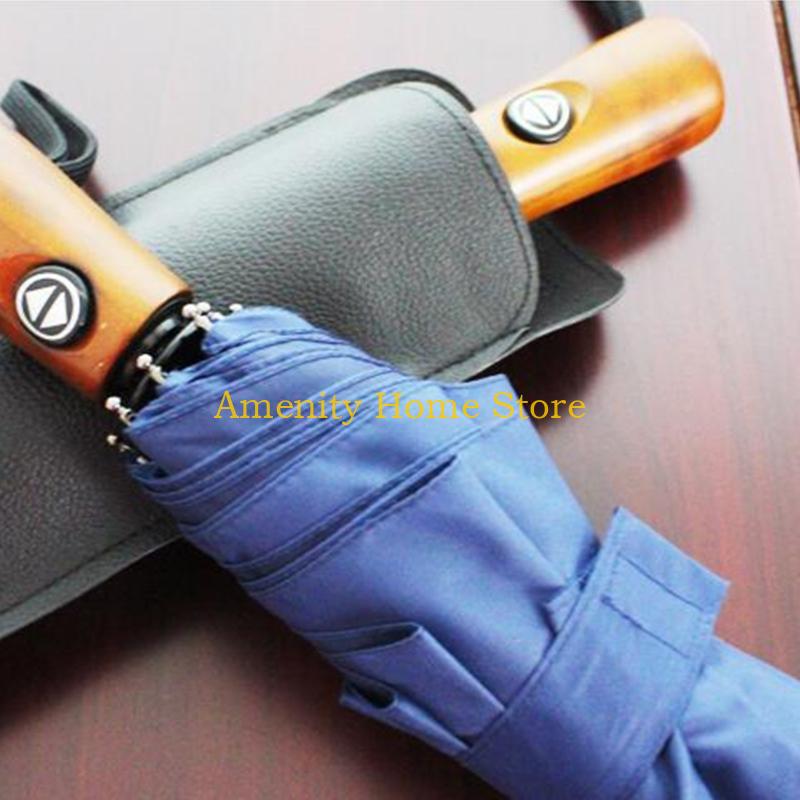 F26C Elegant Umbrella Bag Umbrella Carry Bag Black PU Leather Go on a Mission OR Car Vehicle Water Absorption Bag