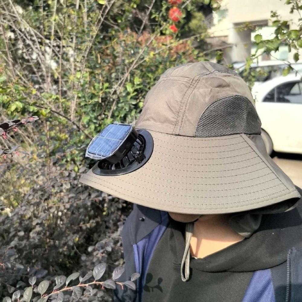 Breathable Sun Hat with Fan Strong Wind Fishing Bucket Hat Convenient Summer Fan Visor Cap Sport