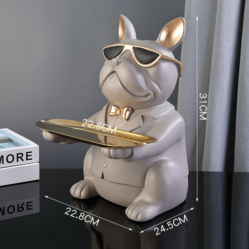 Nordic Bulldog Multifunctional Hand-Painted Tissue Box & Decorative Storage Ornament