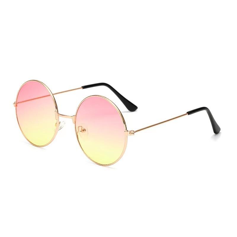 Vintage Small Round Sunglasses Woman Brand Designer Sunglasses Female Alloy Colorful Mirror Retro Black Circle