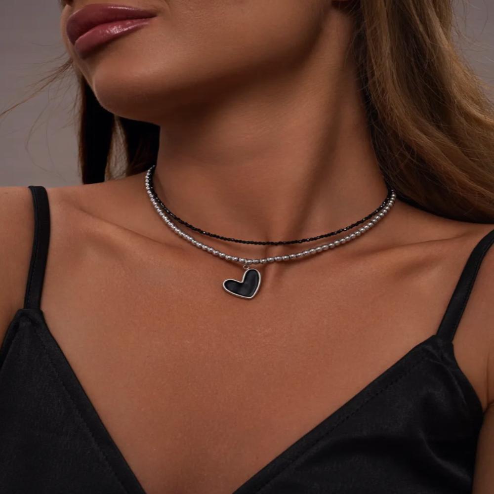 Y2k Necklace Adjustable Heart Pendant Necklace Collarbone Chain Fashionable Light Luxury Jewelry For Daily Wear Evening Events