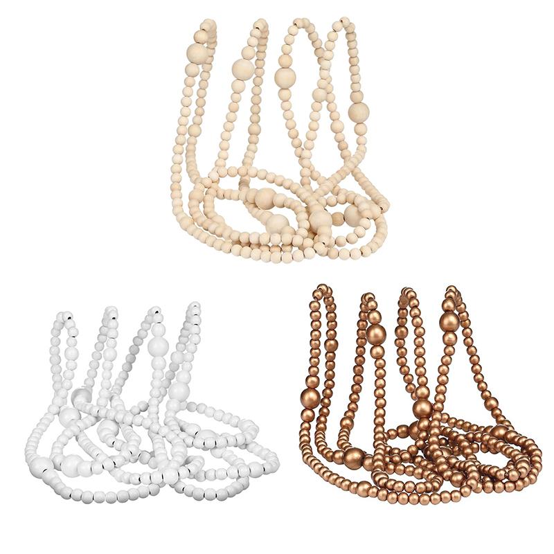 Wood Colored Christmas Bead String Wooden Bead Garland Christmas Tree Decoration Wooden Bead Fireplace Decoration