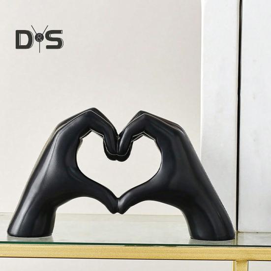 Statua in resina a forma di cuore con gesto a forma di cuore, scultura, decorazione per ufficio, matrimonio, scrivania