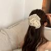 Elegant Cream Polka Dot Mesh Hair Scrunchie for Women - Soft, Breathable, Non-Slip Headband with Floral Design, Perfect for Daily Hair Accessory
