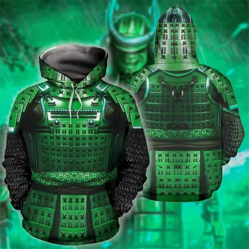 Bluzy z nadrukiem 3D Samuraja dla mężczyzn Rycerze w zbroi Graficzna bluza z kapturem Moda dziecięca Fajne bluzy Zima Harajuku Top Pulower