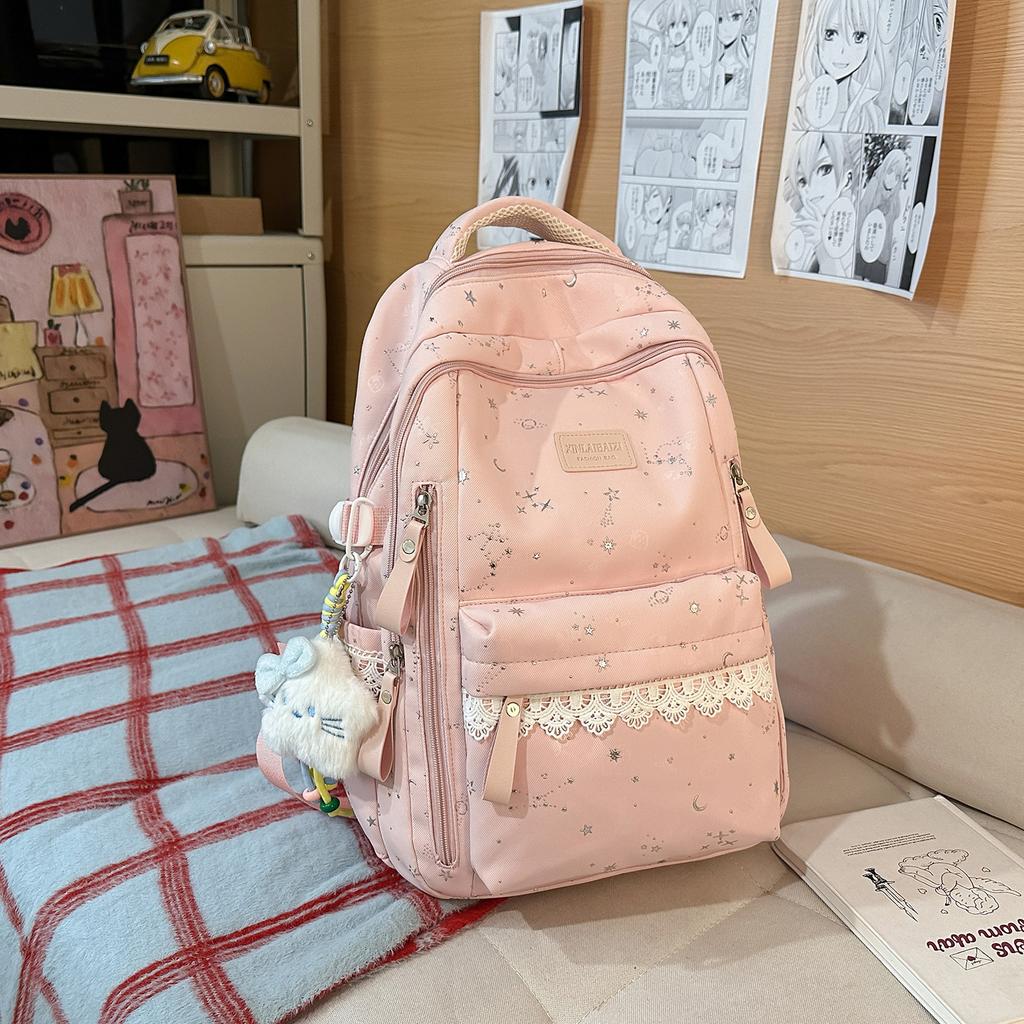 Schoolbag New Backpack Female Korean Version Ins Literary Small Fresh Wind Junior High School Student Backpack Large Capacity Casual Backpack