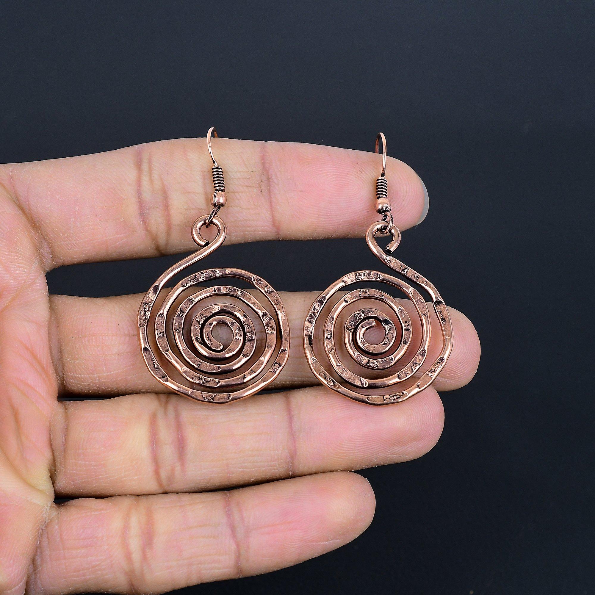 

Дизайнерские медные серьги, Ювелирные изделия из драгоценных камней ручной работы, Подарки для жены, Совершенно новые серьги 2.55 Inches