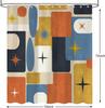 Mid Century Modern Shower Curtain, Abstract Geometric Aesthetic Art Decor, Retro Minimalist Waterproof Washable