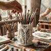 Cool Art Vintage 3D Printed Pen Holder Unique Hollow-out Gothic Pen Holder Creative Desk Organizer Office