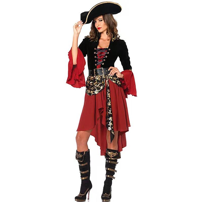 Pirate Dress for Women Halloween Costume Adult Female Pirate Captain Game Uniform Cosplay Dress