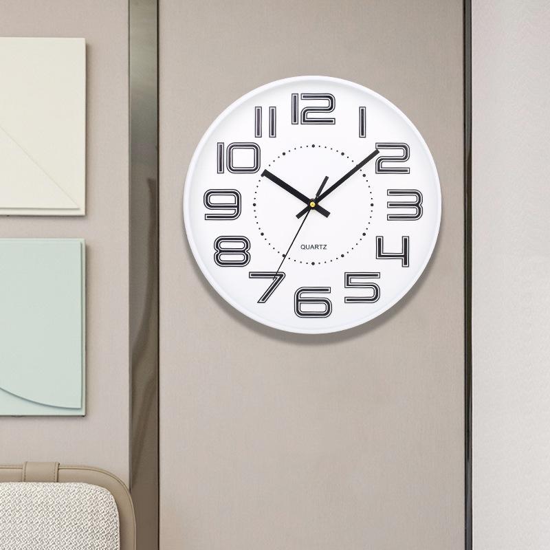 12 Inch 30CM Silent Wall Clock, Creative and Fashionable, Three-dimensional Digital Minimalist Clock for Home Living Room