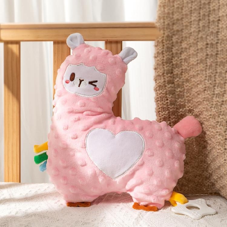 Soft Plush Stuffed Animal Teething Toy for Babies with Cracker Paper Teether and Texture Designs for Newborns Comfort