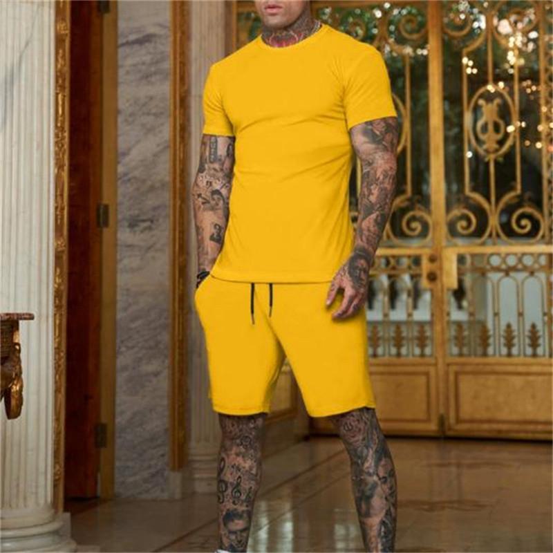 NEW Fashion Casual Tracksuit Summer Outdoor Sports Suit Men's Breathable Short Sleeve T-shirt+shorts Men's Suit Two-piece Set