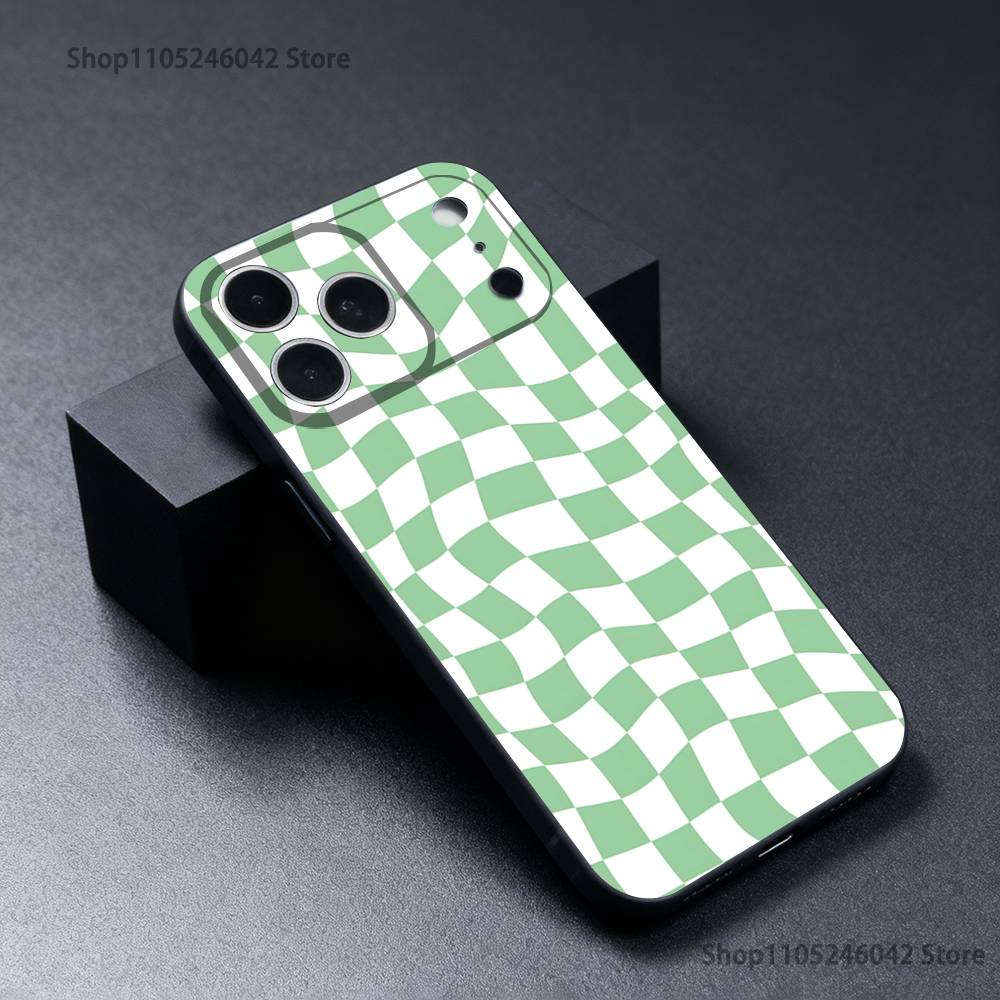 

Checkered Pattern Black Soft Cover Phone Case For iPhone 17,16,15,14,13,12,11,Pro,Max,Plus iPhone16plus