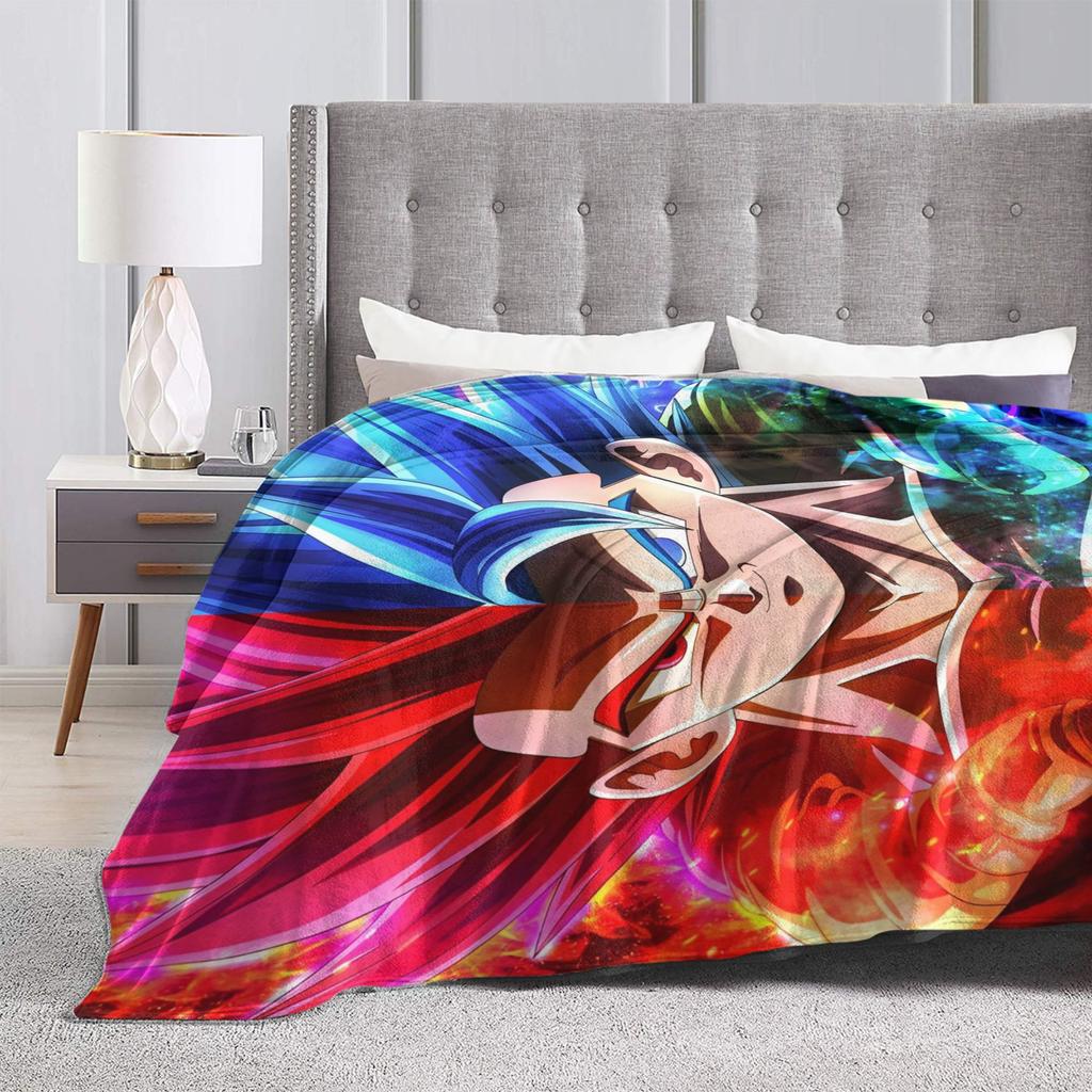 Cartoon DBZ Knitted Blankets Cartoon Flannel Throw Blankets Home Couch Decoration Ultra-Soft Warm Bedsprea,
