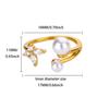 Fashion Wind Moon Butterfly Titanium Steel Ring K Gold Plated Pearl Inlaid Geometric Women's Hand Jewelry