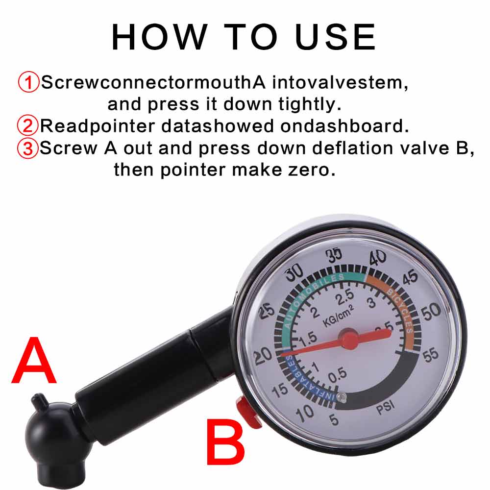 Dial Meter Tire Pressure Gauge Pointer Design Pressure Gauge Measurement  Motorcycle Tire Care