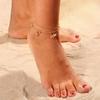 Foot Beach Model, Double-Layer Retro Anklet, Diamond-Encrusted Small Dragonfly Anklet.