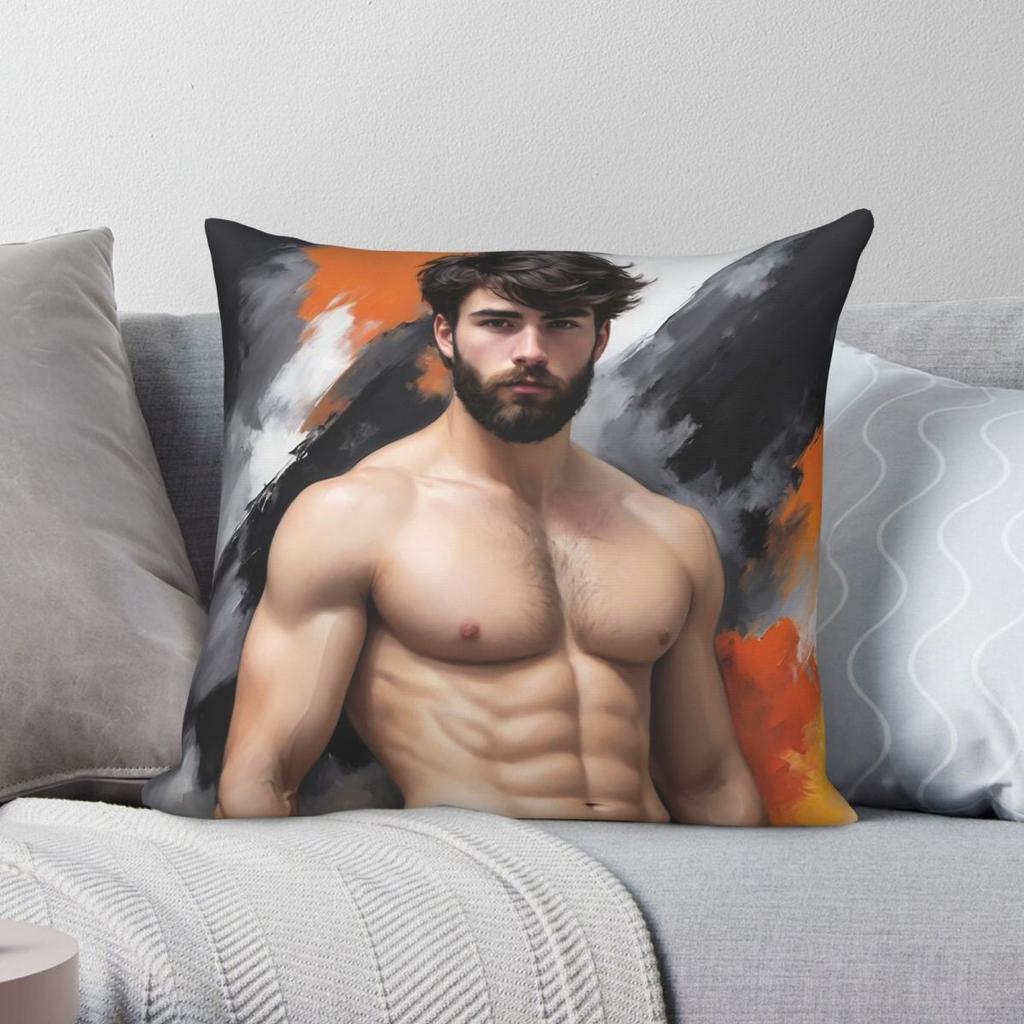 Sexy Guy Andrew Holquist Square Pillowcase Polyester Linen Velvet Pattern Zip Decor Bed Cushion Cover 18"