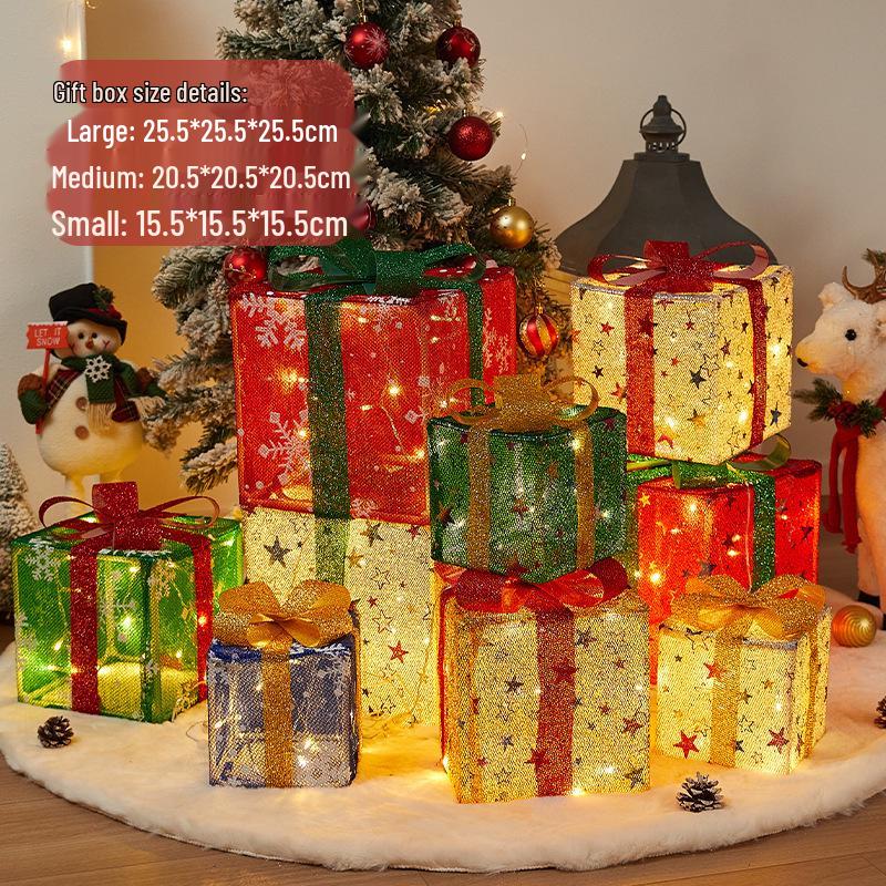 Folding Christmas Gift Box Set: Three-Piece Party & Festival Decoration