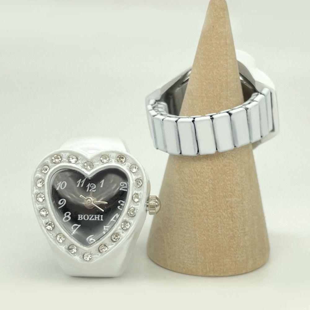 Gift Jewelry Clock Elastic Stretchy Rings Round Quartz Finger Rings Ring Watch Digital Watch