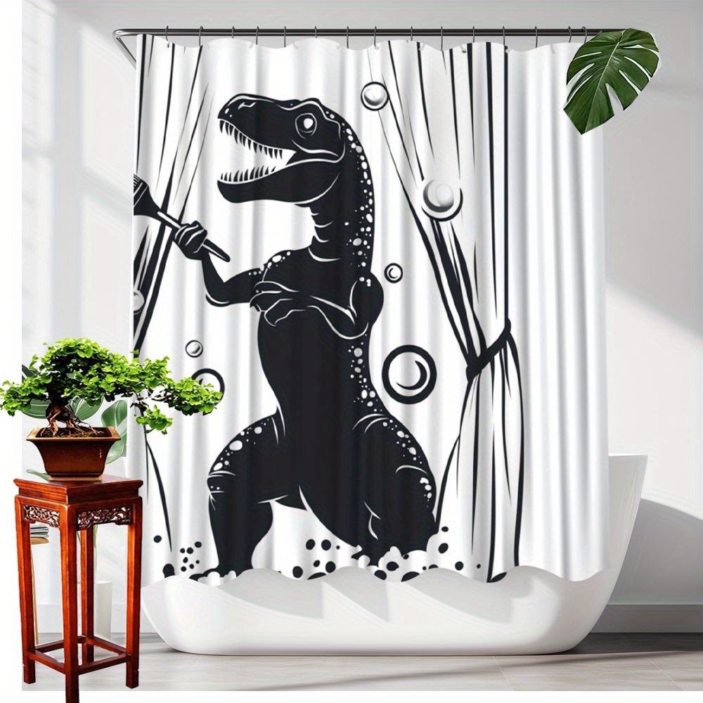 

1Pc Funny Dinosaur Shower Curtain With Bubbles Bath Decor For Featuring Polyester Fabric Includes 12 Hooks, Perfect For Adding W60H190(CM)-1 Pcs
