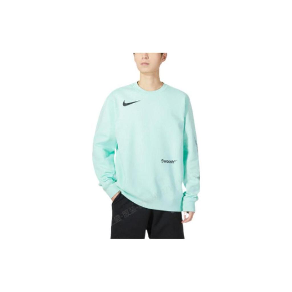 Nike Solid Color Logo Print Crew Neck Sweatshirt Men Tops Green FB1960-317