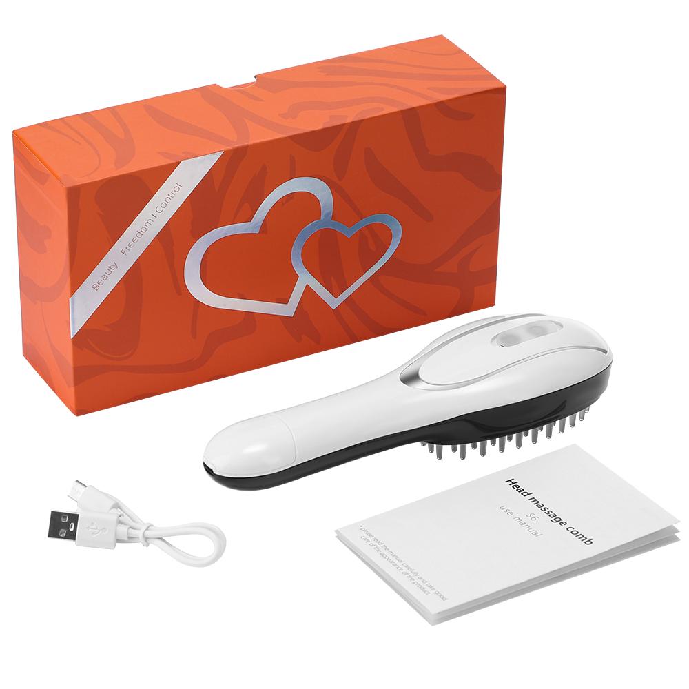 

Расческа для массажа с распылителем, массажер для волос Meridian, щетка для кожи головы с 9 передачами, электрическая вибрация, питательный аппликатор для кожи головы белый