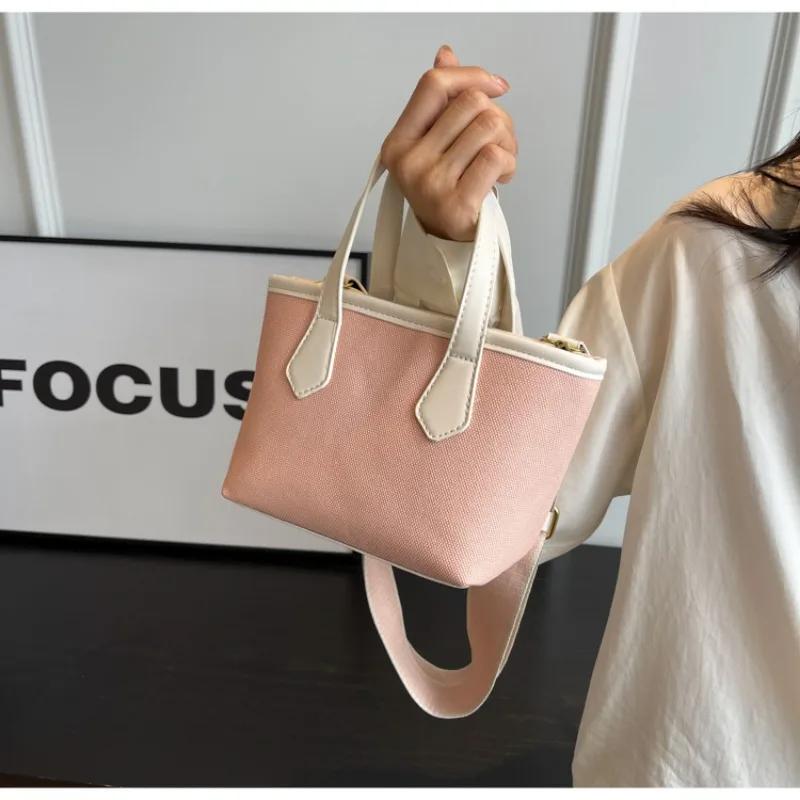 Simplicity Pu Zipper Ladies Top-Handle Bags Fashion Contrasting Colors Trend Shoulder Bags