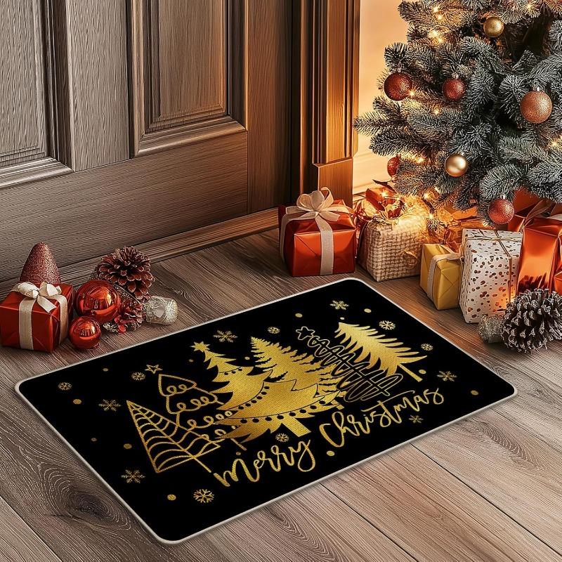 Weihnachts-Fußmatte Rot Weihnachtsmann Outdoor und Indoor Lebkuchenmann Teppich Neujahr 2026 Frohe Weihnachten Heimdekoration Fußmatte