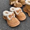 Snow boots women's new thick-soled half-drag non-slip piled thickened extreme cold warm cotton shoes
