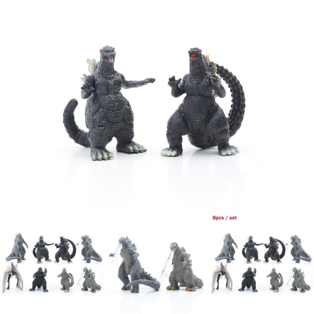 Set da Otto Pezzi Godzilla Kong Kim Battaglia Dinosauro Figure d'Azione in PVC da Collezione per Bambini e Decorazione