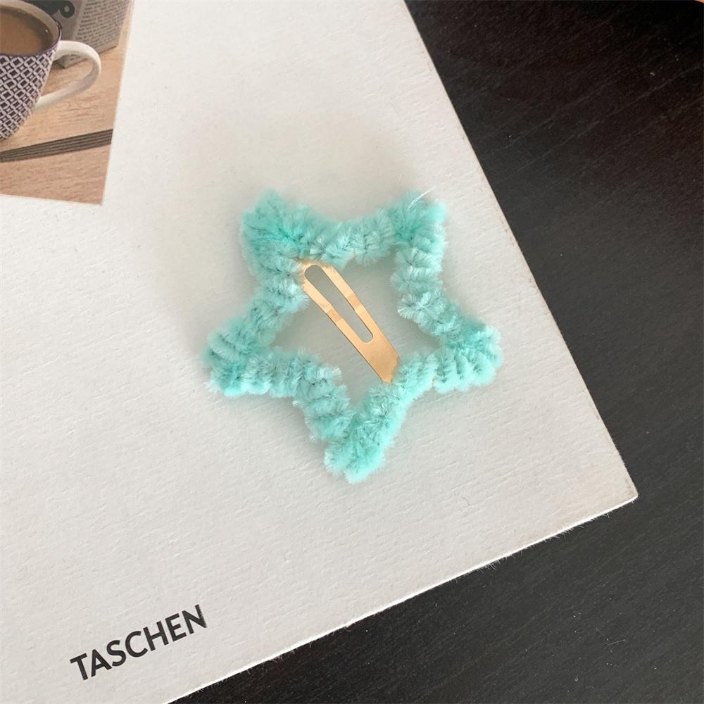 Fashion Y2k Cute Sweet Candy Color Plush Furry Star Hair Clips For Women Girls Trendy BB Clip Hairpin Barrettes Hair Accessories