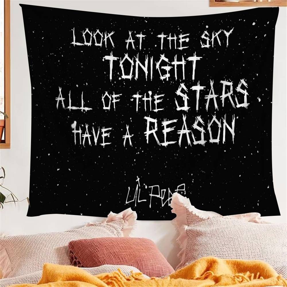 

Lil Peep Starry Sky Philosophy Anime Tapestry Hippie Flower Wall Carpets Dorm Decor Wall Hanging Home Decor 74x94cm(29x37in)