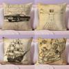 Da Vinci Inspired Sketches Cushion Cover Plush Fabric Soft Double-Sided Printed Sofa Warm Winter Home Gift Pillow Cover