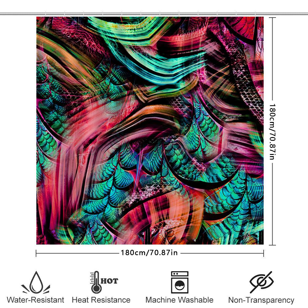 Cortină de cadă abstractă colorată, perfectă pentru o experiență ca la spa în decorul băii tale