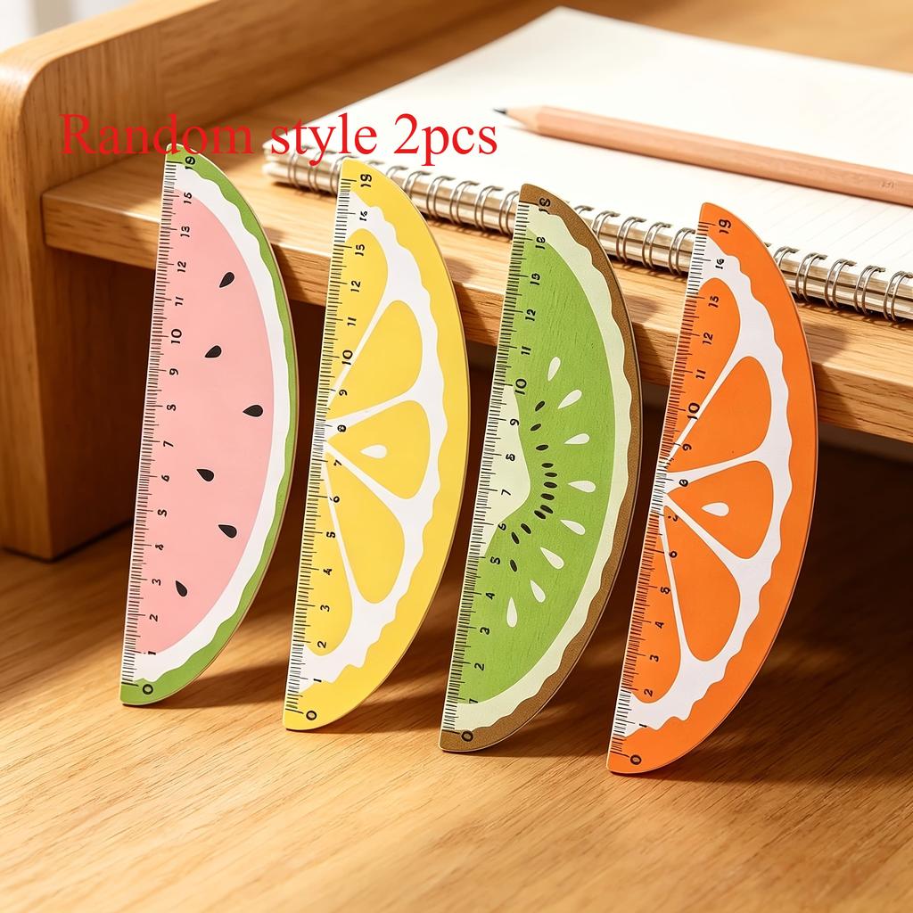 1/2/4Pcs Fruit‑Slice Wooden Ruler Set, Creative Measuring Tool for Students, Journal Drawing & Office Use