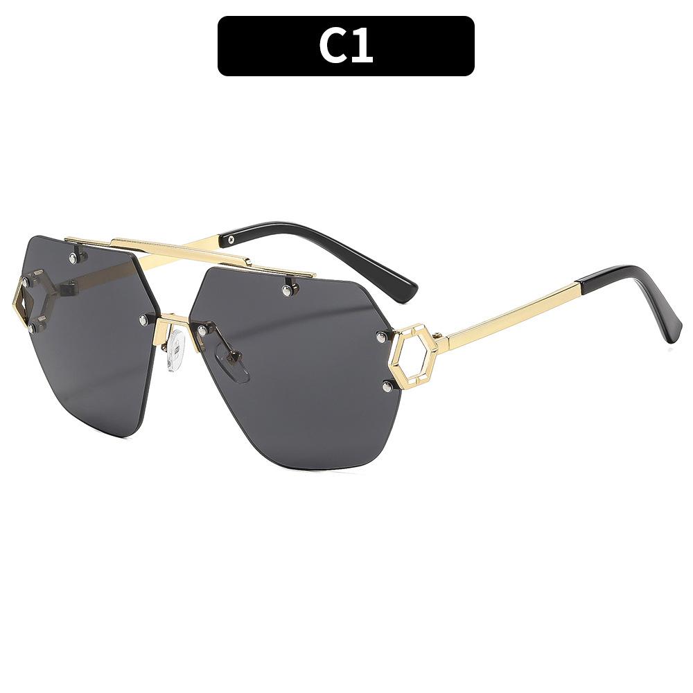 Women s sunglasses - unisex fashion double bridge rimless metal sunglasses