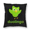 Duolingo Sova Duo Čtvercový povlak na polštář Potah na polštář Polyesterový Polštář Zip Dekorativní Pohodlný Dekorační polštář pro Domácí Obývací pokoj